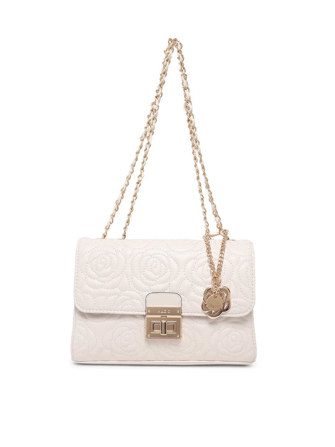 

ALDO women's Off White PU Structured Sling Bag with Quilted