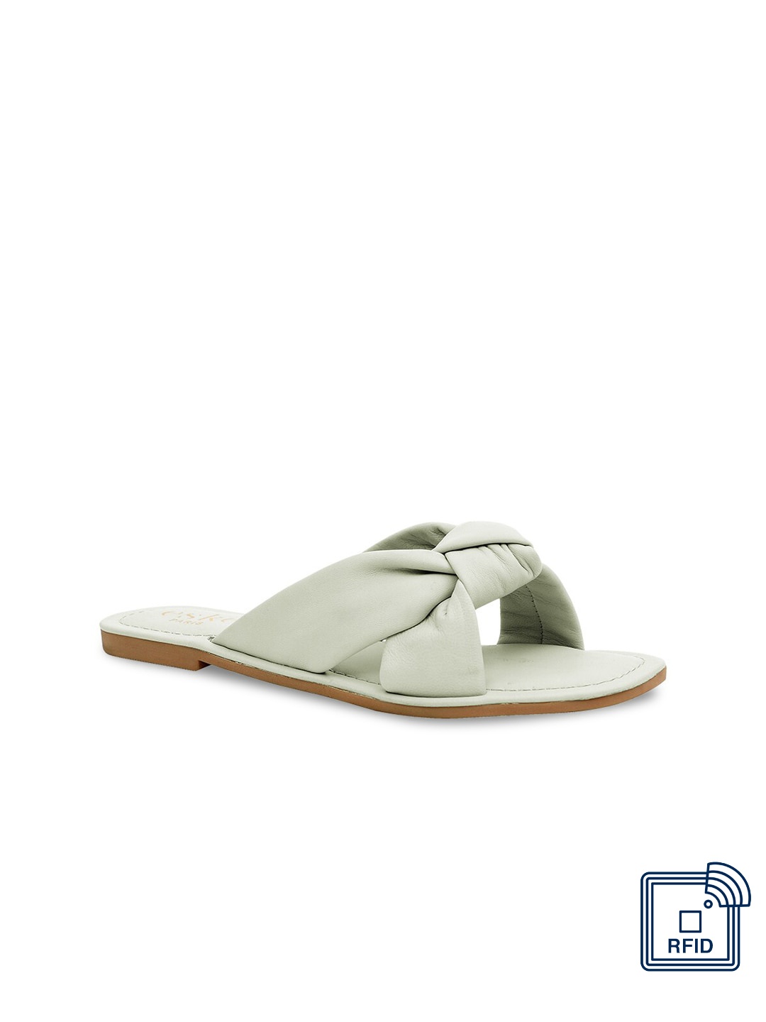

Eske Women Grey Leather Open Toe Flats