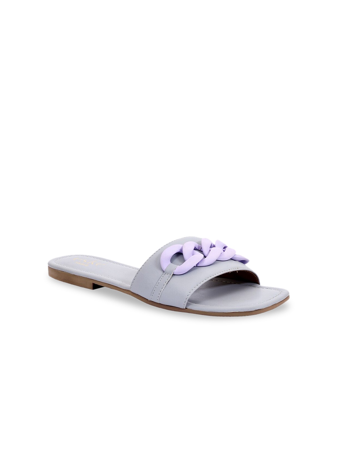 

Eske Women Grey Textured Open Toe Flats