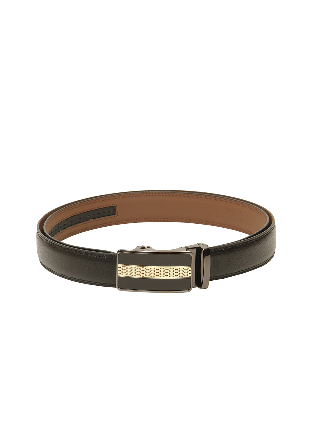 

Calvadoss Men Black Textured PU Belt