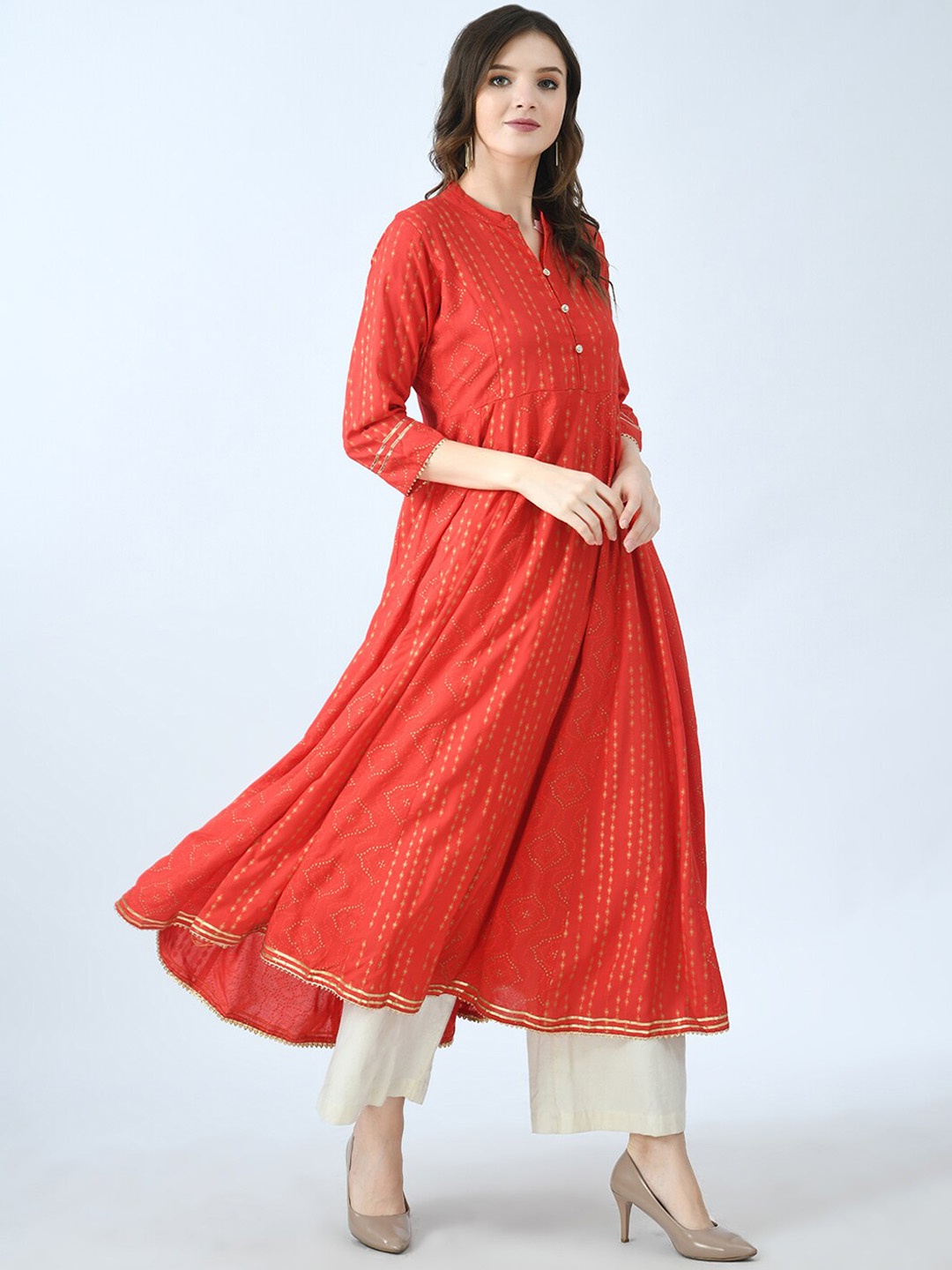 

MAFE Women Red Ethnic Motifs Anarkali Kurta