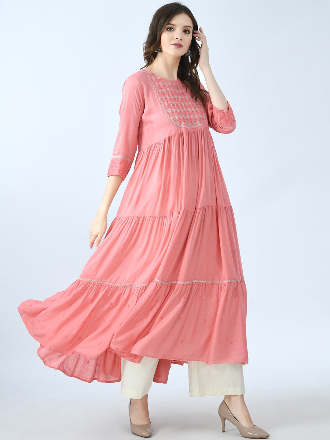 

MAFE Women Peach-Coloured Anarkali Kurta