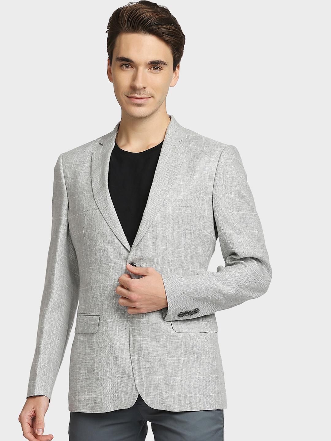 

ColorPlus Men Grey Checked Single Breasted Casual Blazer