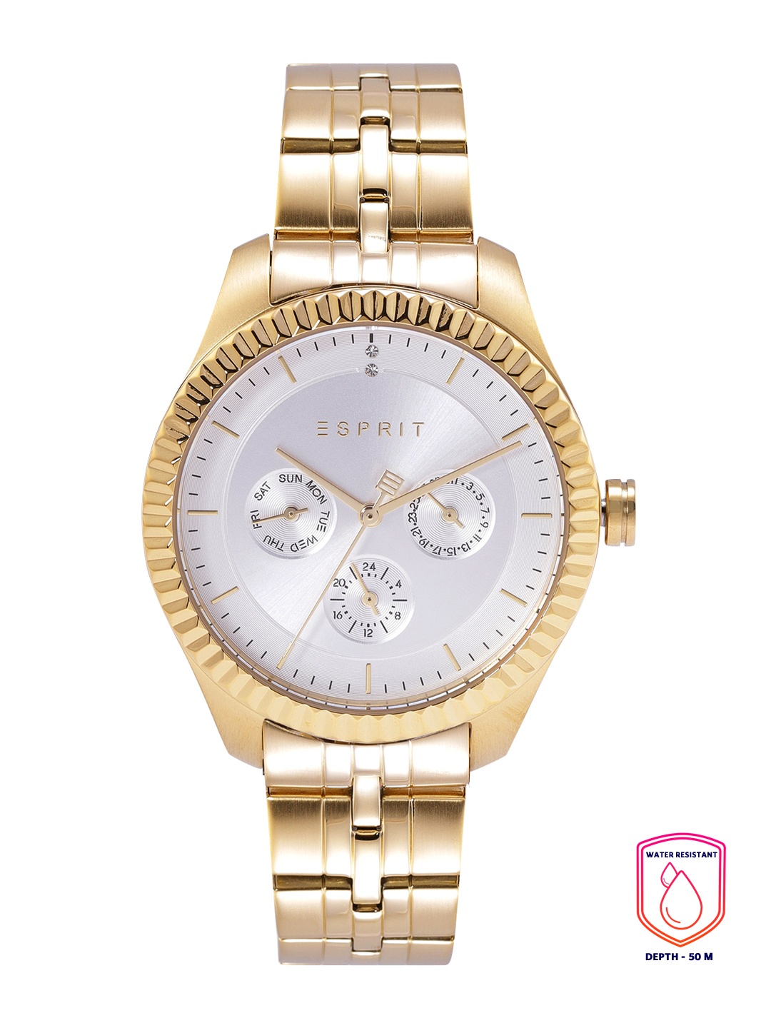 

ESPRIT Women Silver-Toned Dial & Gold Toned Bracelet Style Analogue Watch ES1L202M0085