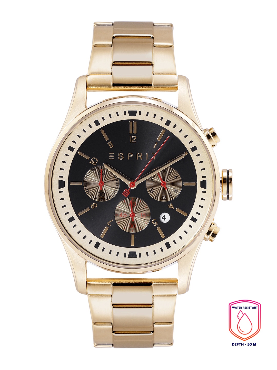 

ESPRIT Men Black Dial & Gold Toned Bracelet Style Chronograph Analogue Watch ES1G209M0095