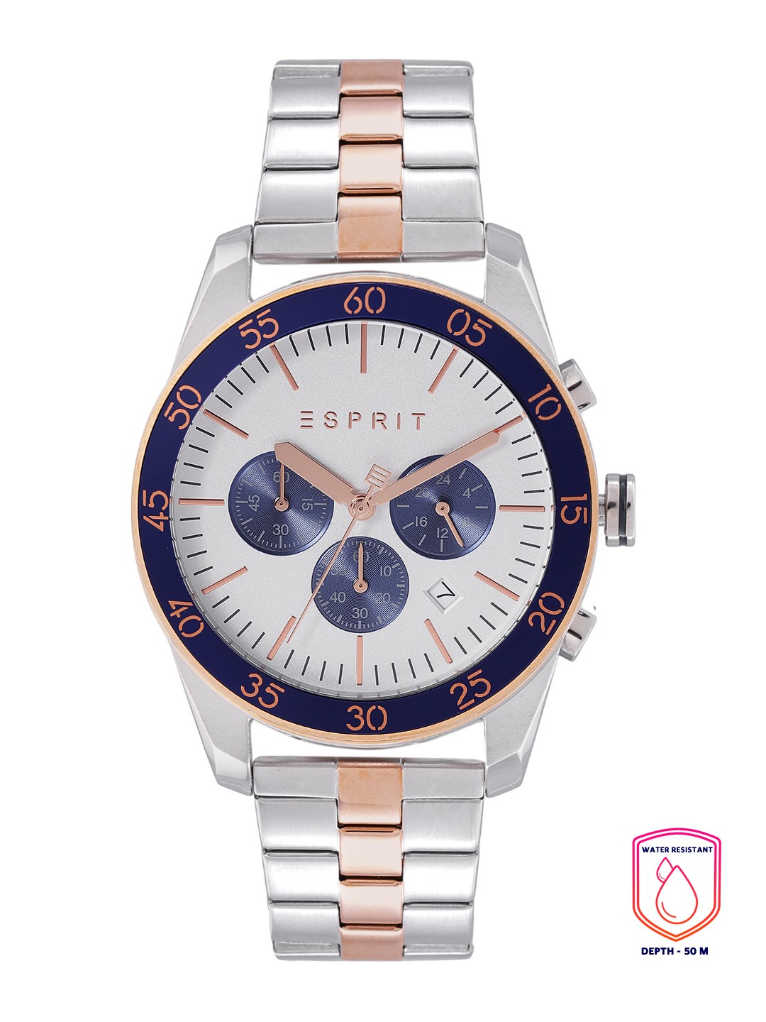 

ESPRIT Men Silver-Toned Dial & Multicoloured Bracelet Style Analogue Watch ES1G204M0105