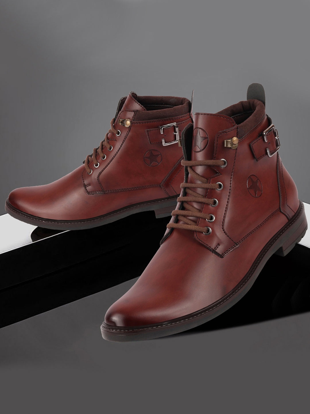 

FAUSTO Men Brown Solid Casual Boots