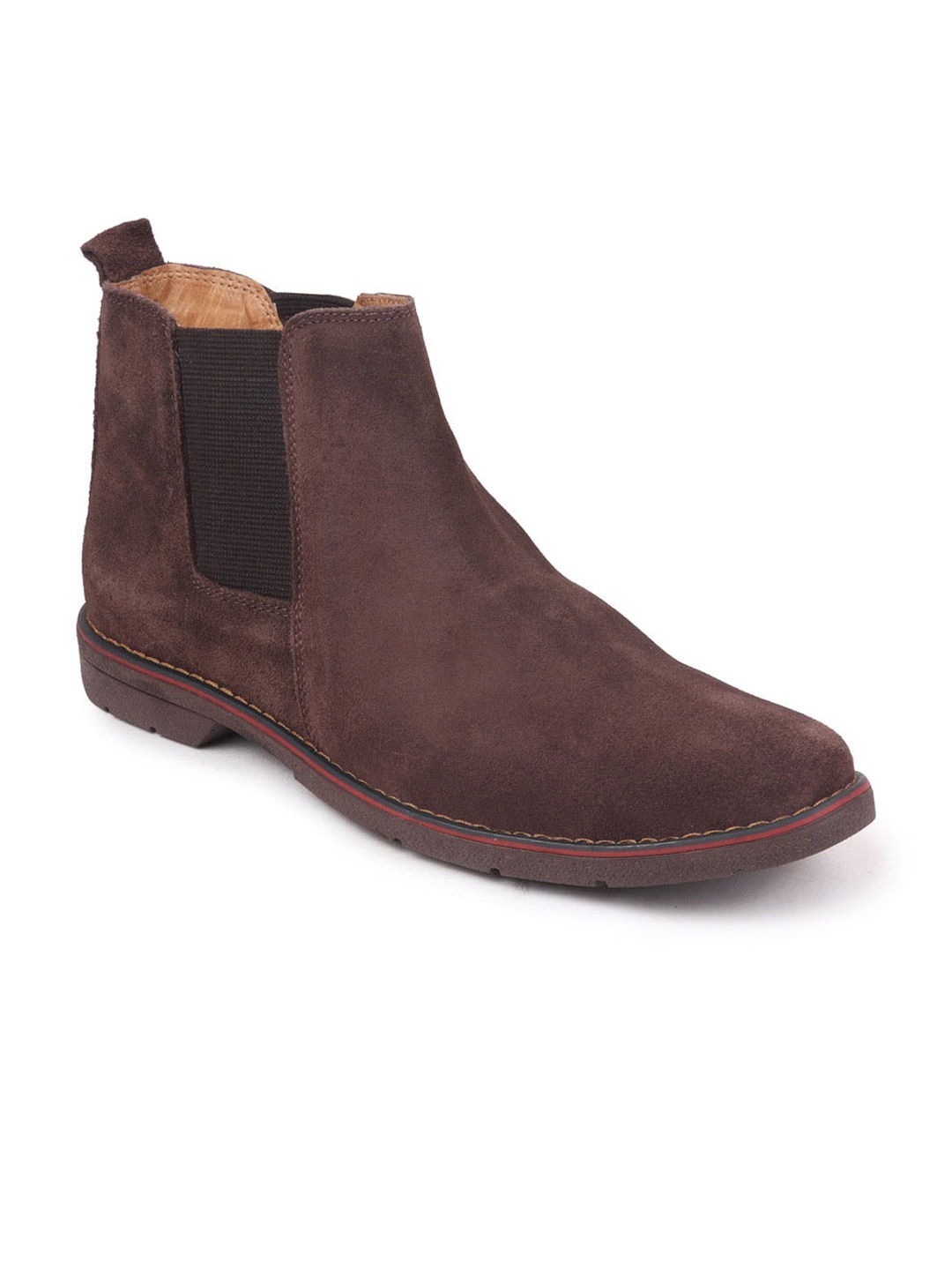 

FAUSTO Men Brown Solid Suede Leather Slip On Chelsea Boots