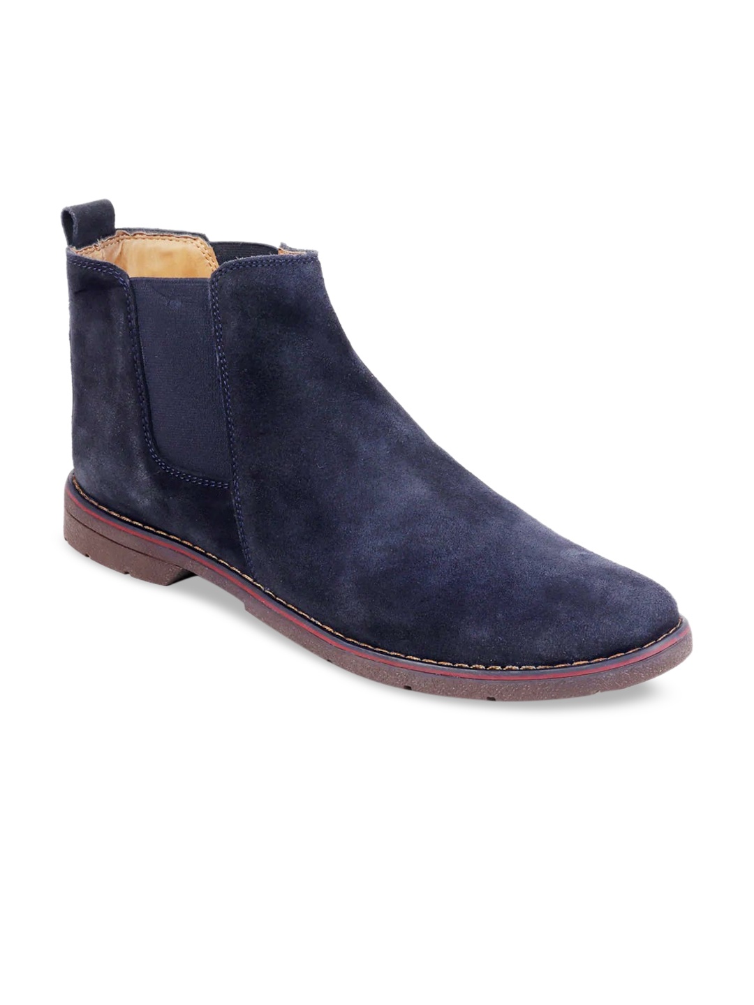 

FAUSTO Men Blue Solid Suede Leather Slip On Casual Boots