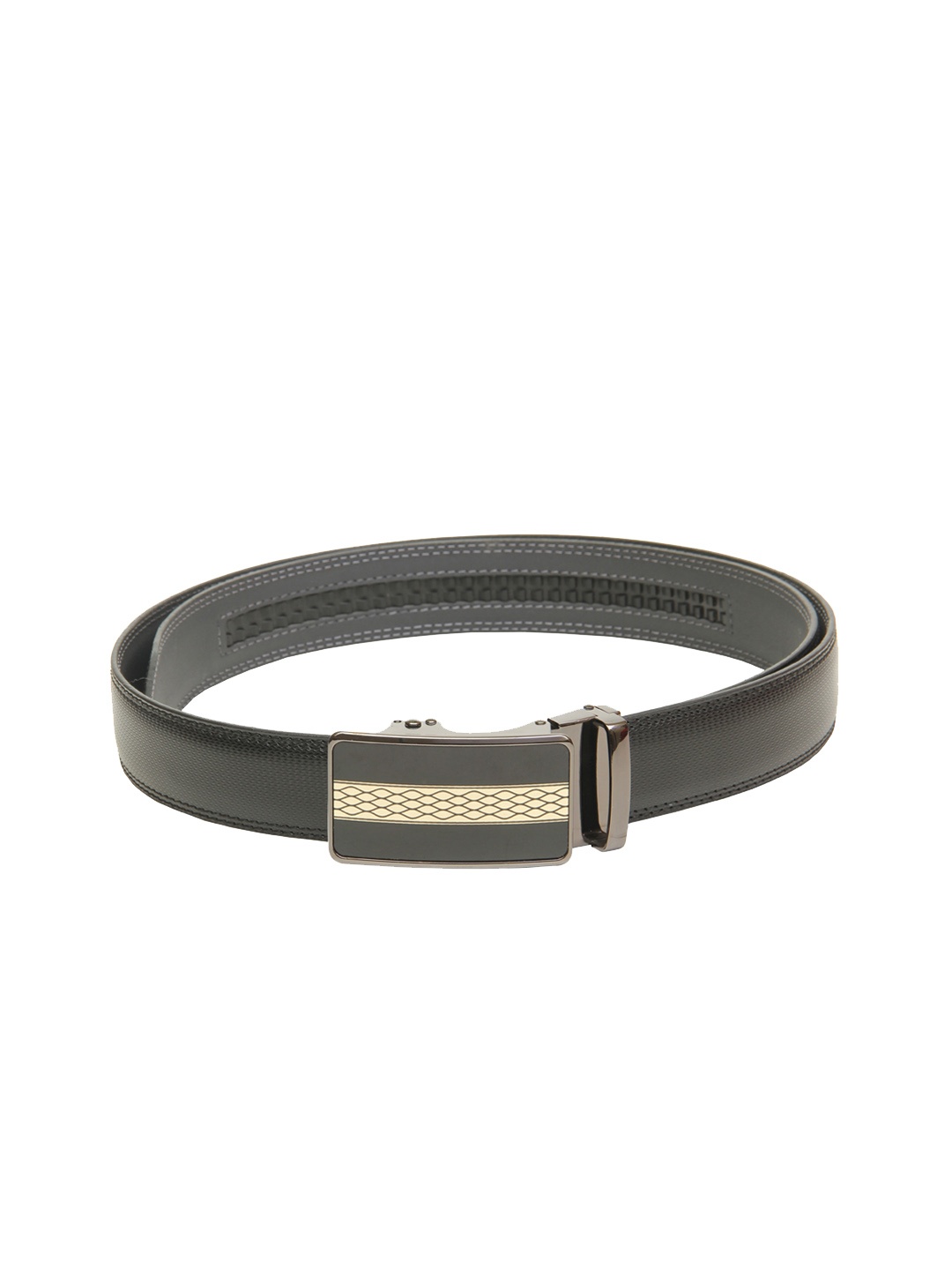 

Calvadoss Men Black Textured PU Belt