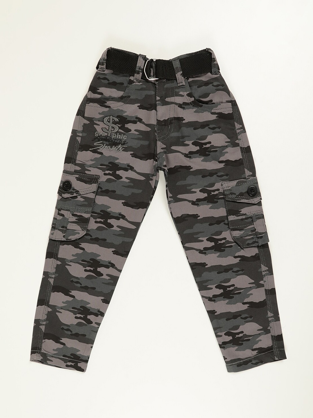 

V2 Value & Variety Boys Grey Camouflage Printed Cargos Trousers