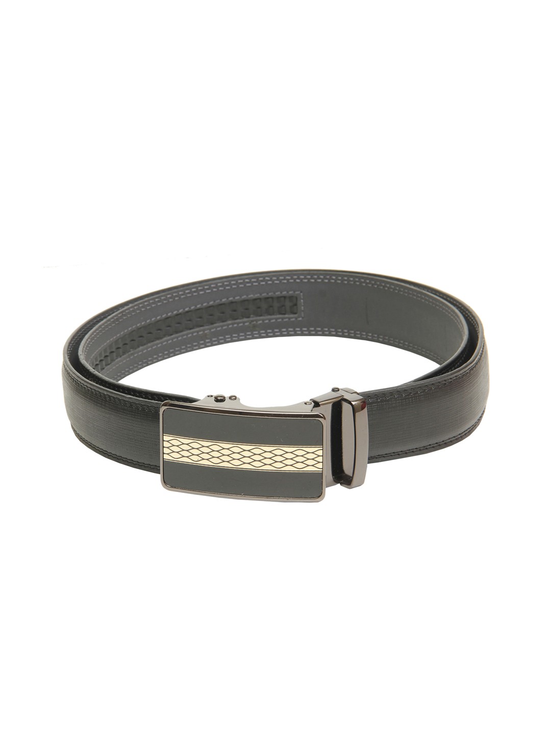 

Calvadoss Men Black Textured Autoratch Belt