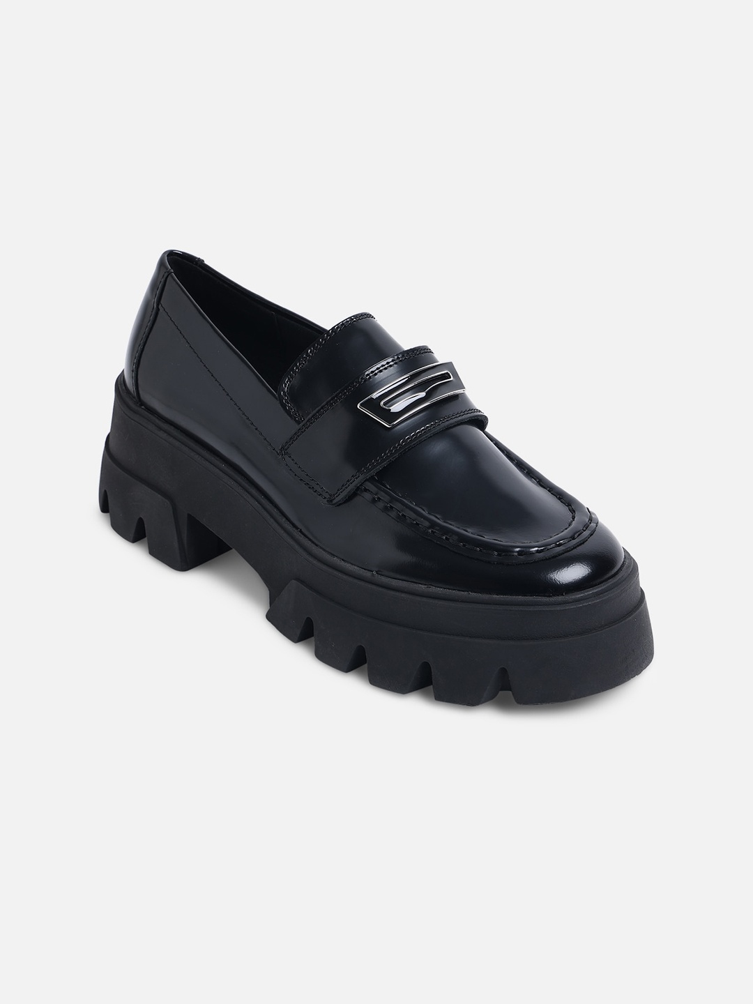

ALDO Black Leather Platform Loafers