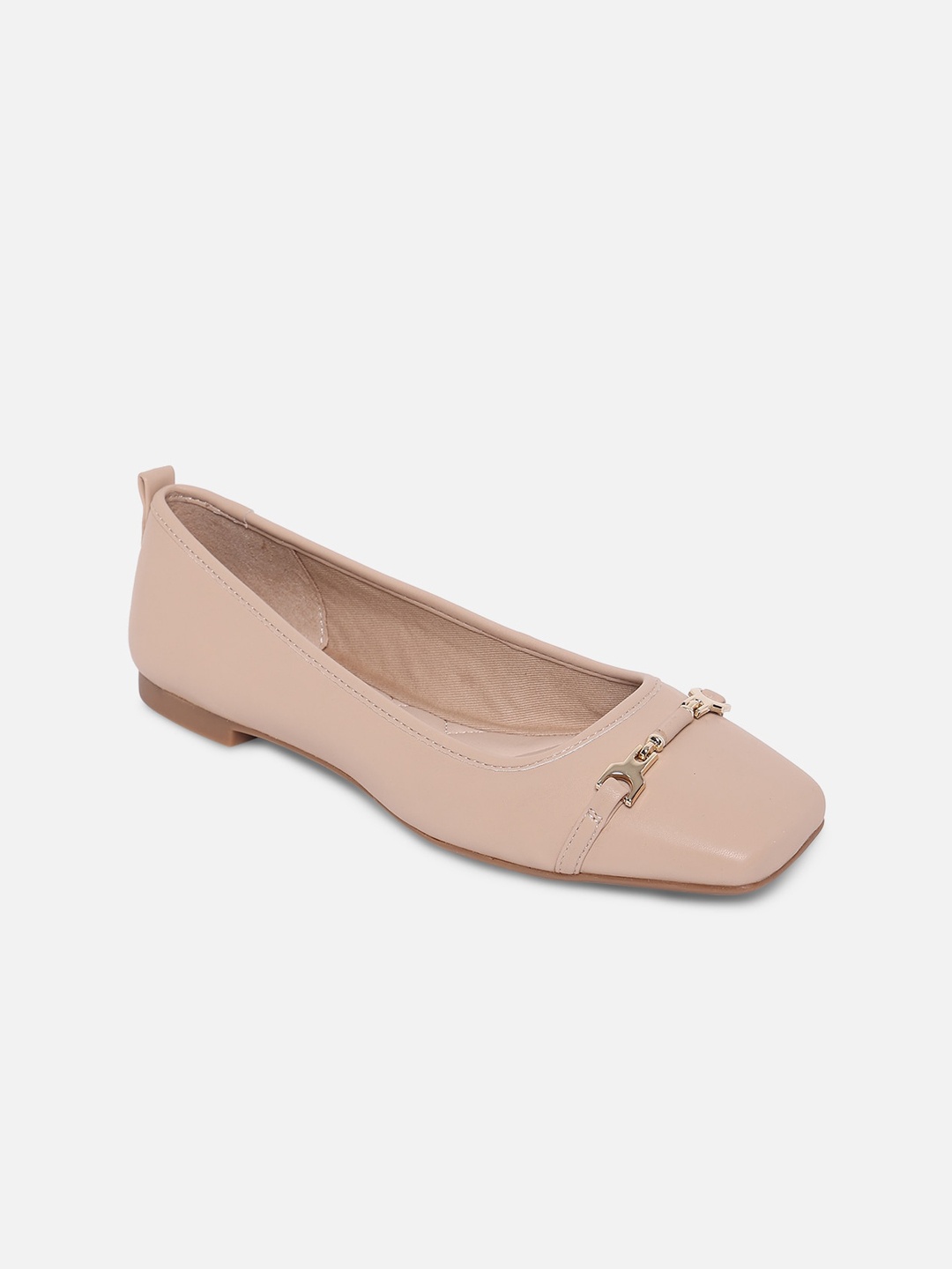 

ALDO Women Nude-Coloured Square toe Buckles Flats