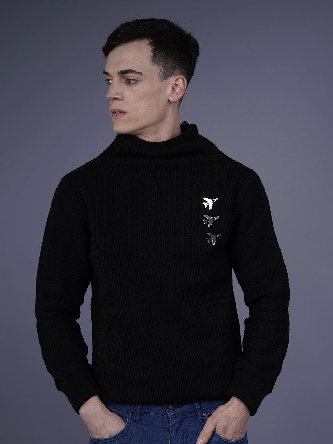 

SHABERRY Men Black Pullover