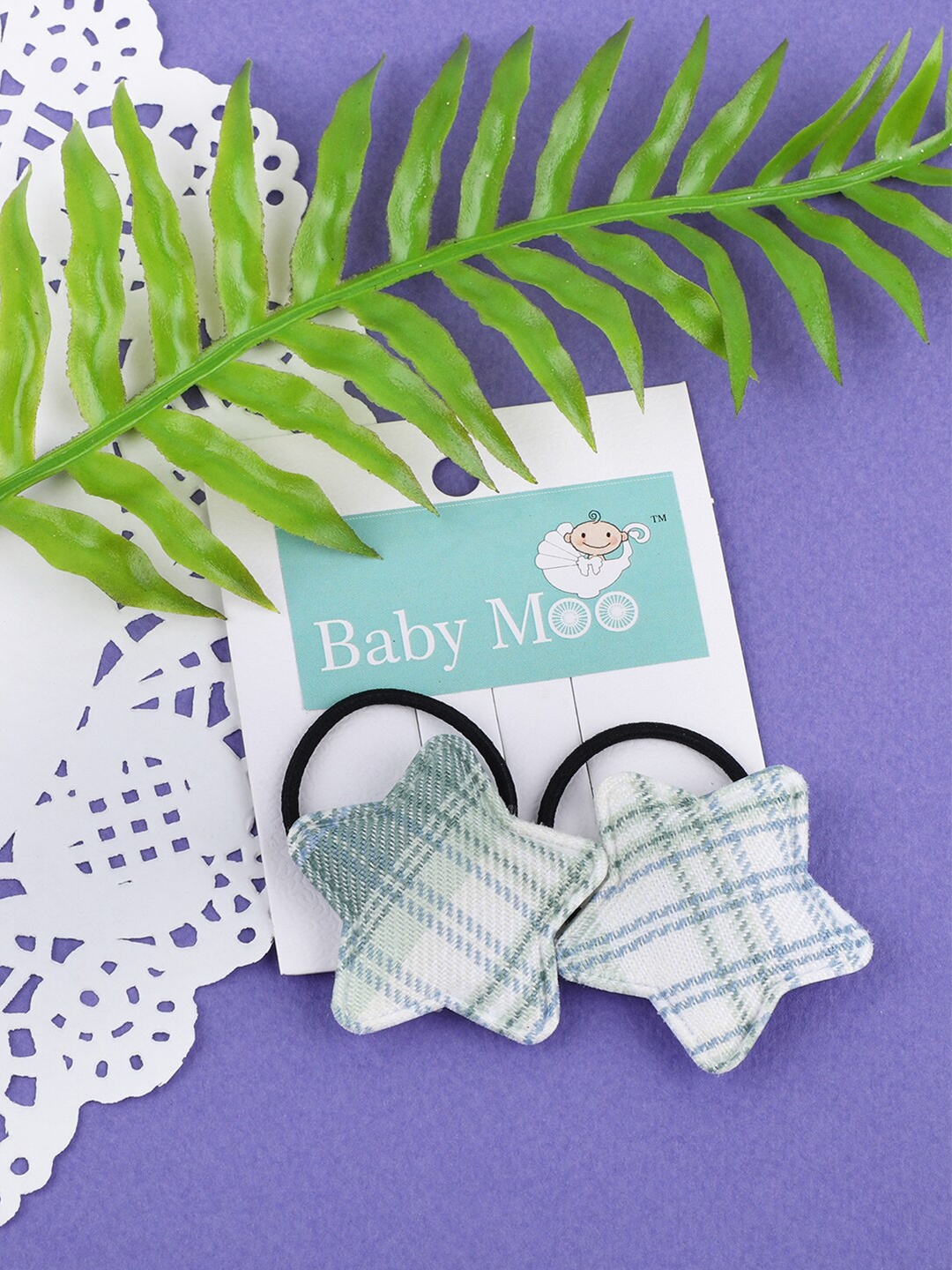 

Baby Moo Girls Green & Off White Set of 2 Ponytail Holders