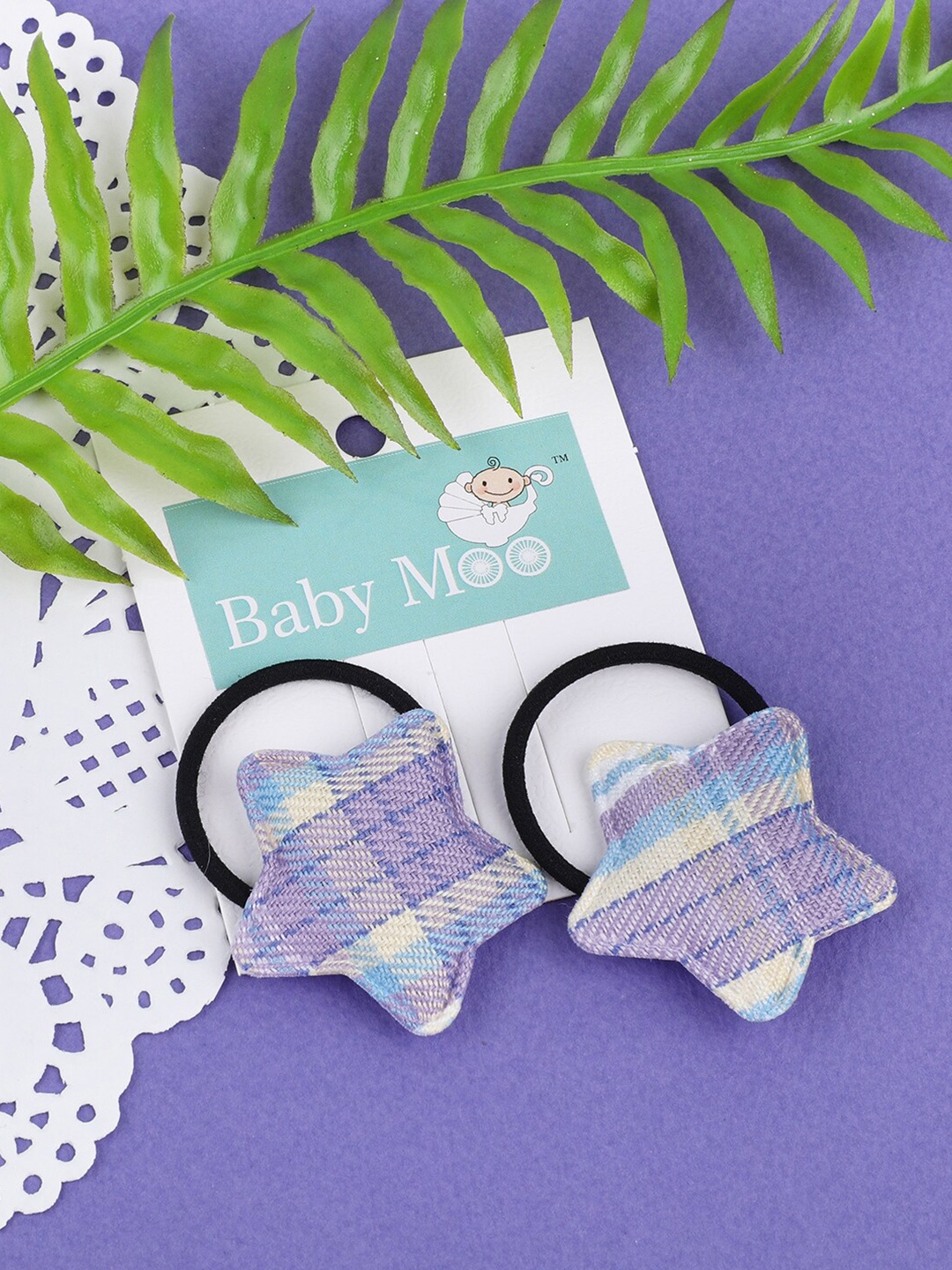 

Baby Moo Girls Purple & Blue Set of 2 Ponytail Holders