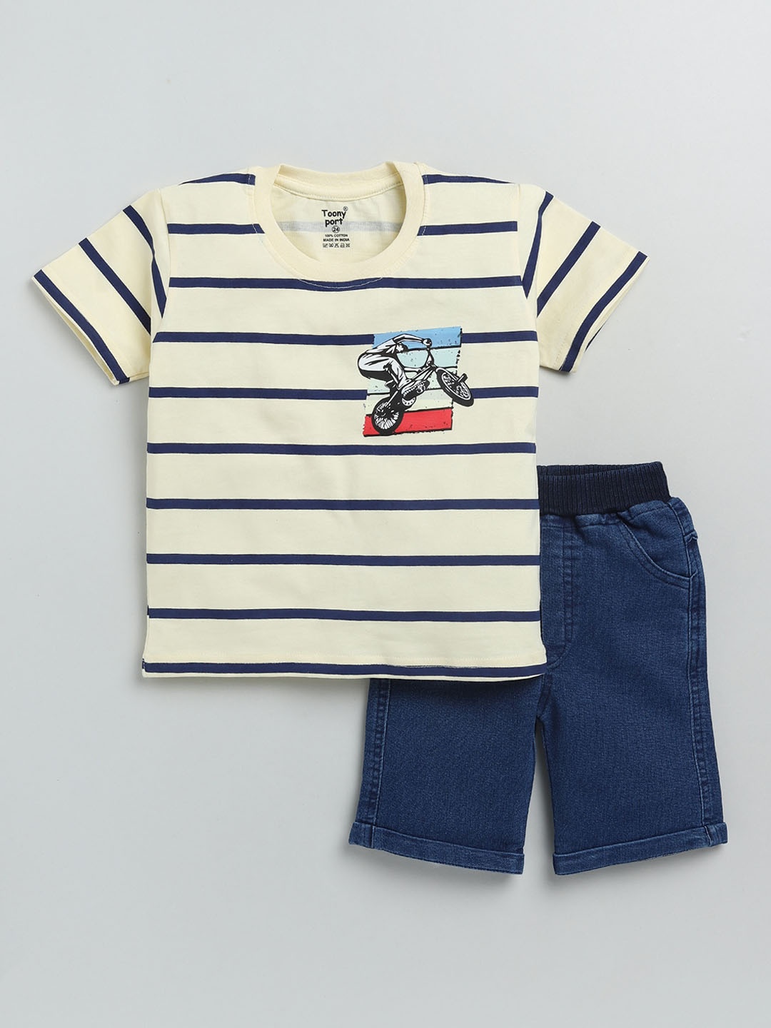 

Toonyport Boys Yellow & Blue Printed T-shirt with Shorts