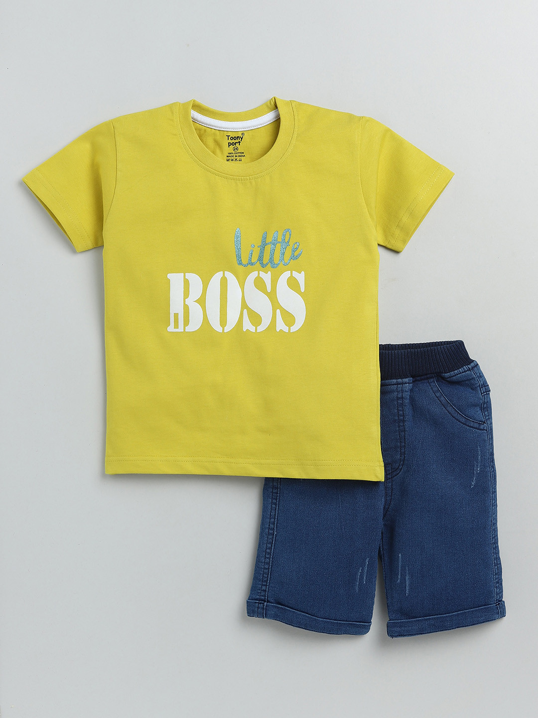 

Toonyport Boys Yellow & Blue Printed T-shirt with Shorts
