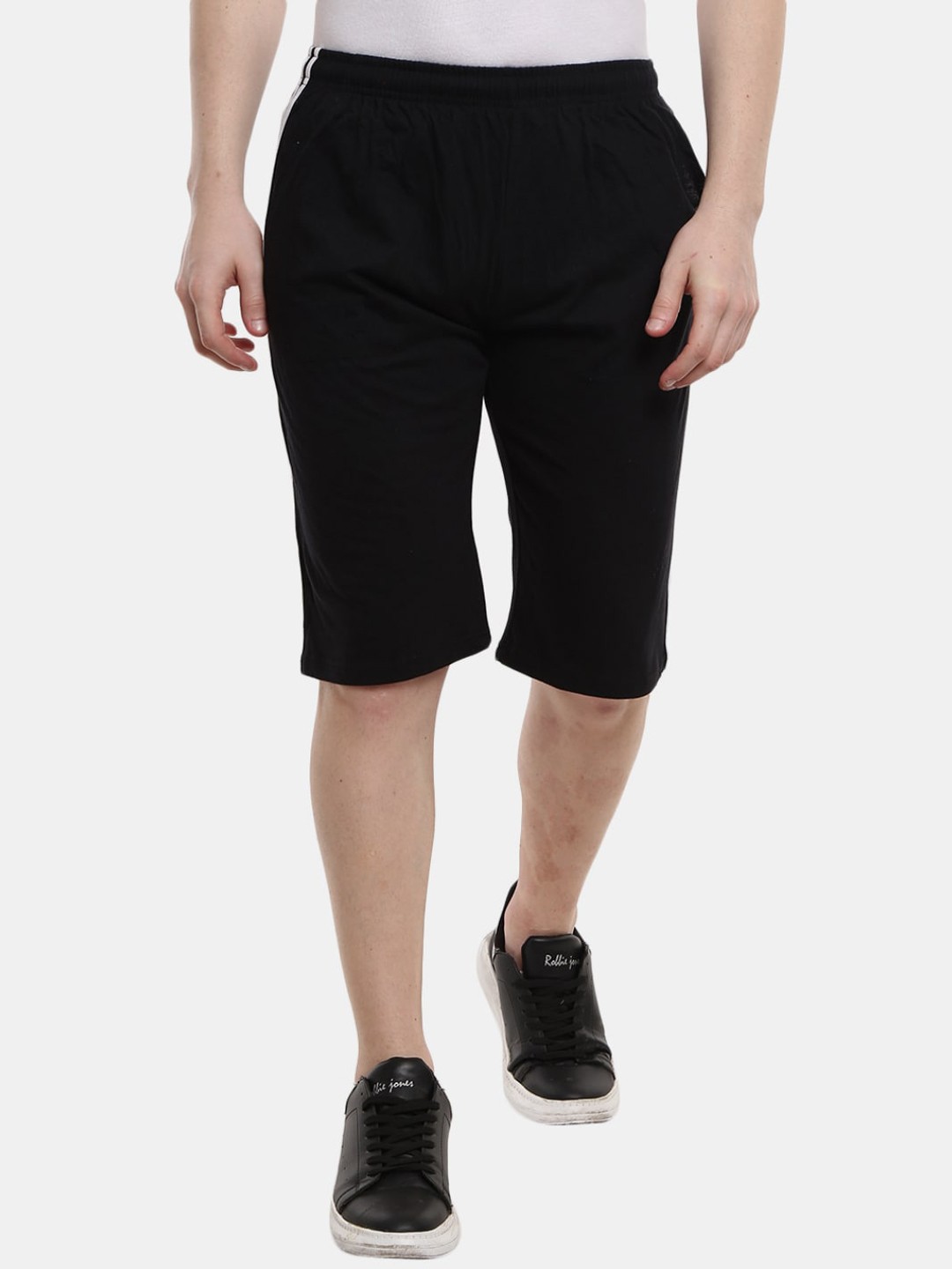 

V-Mart Men Black Striped Sports Shorts