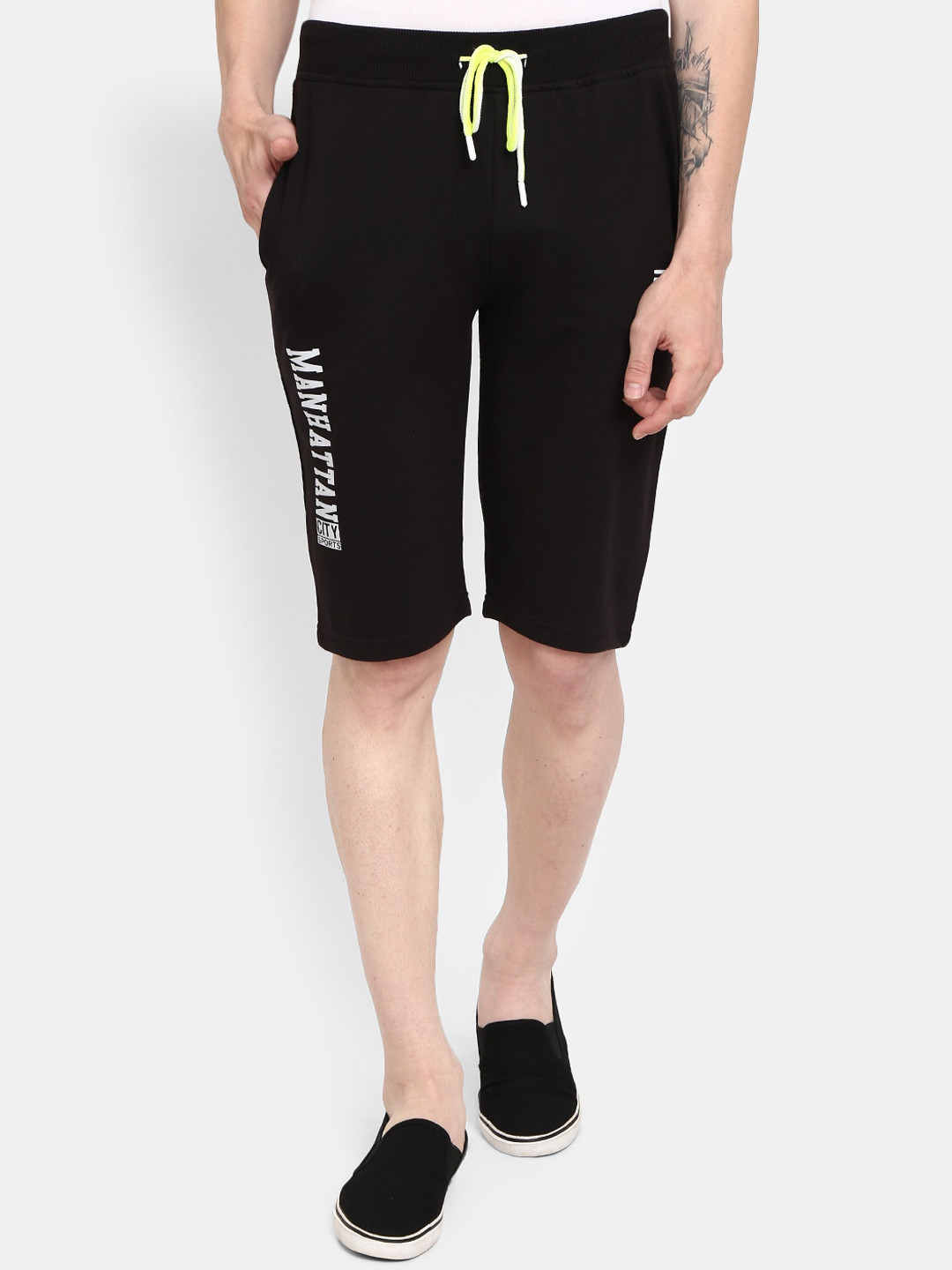 

V-Mart Men Black Cotton Solid Shorts