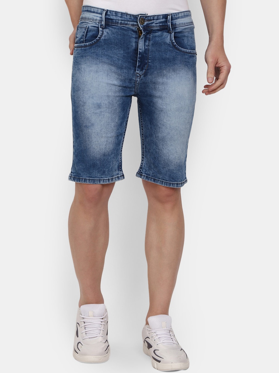 

V-Mart Men Blue Washed Denim Shorts