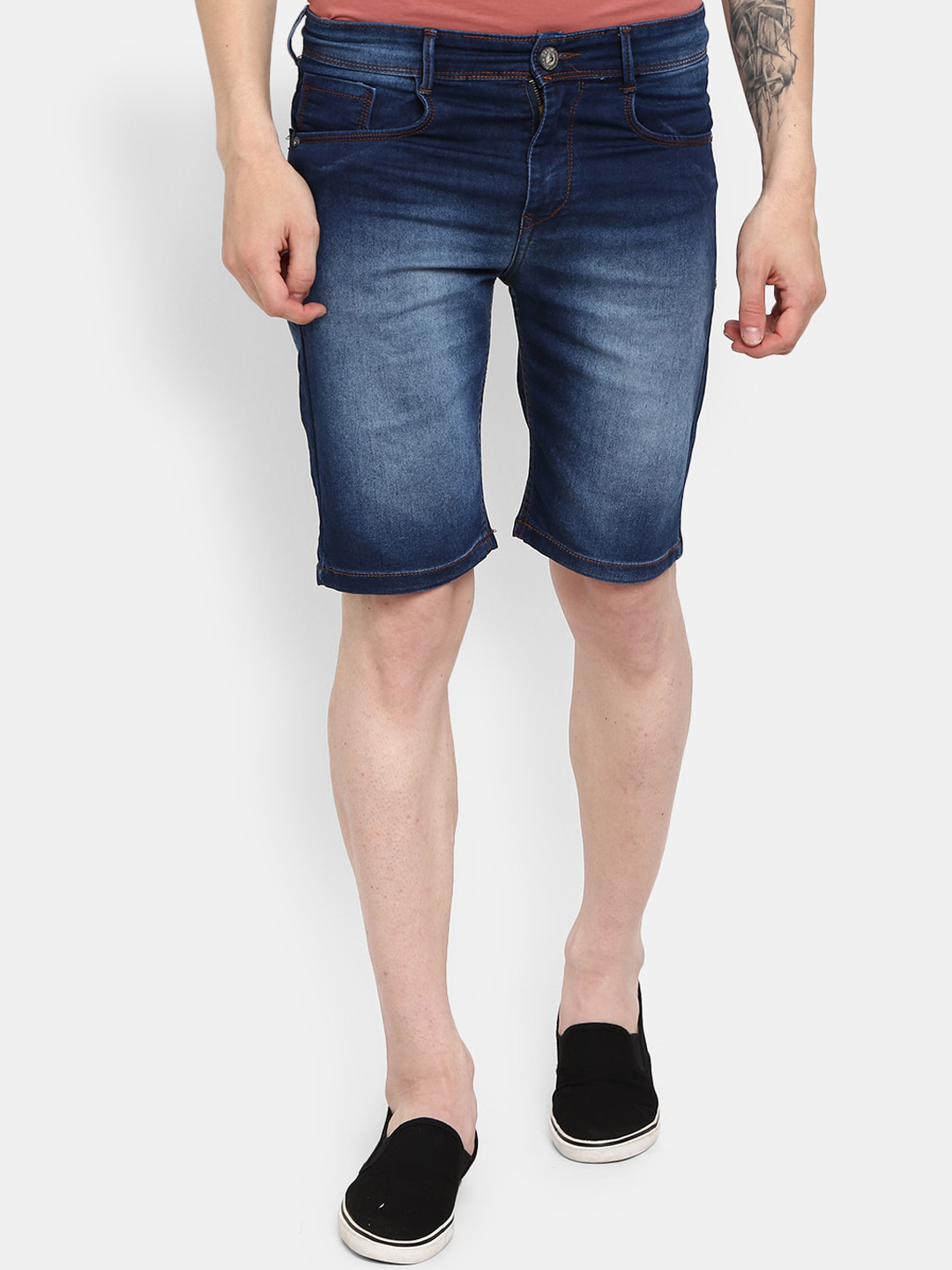 

V-Mart Men Blue Washed Denim Shorts