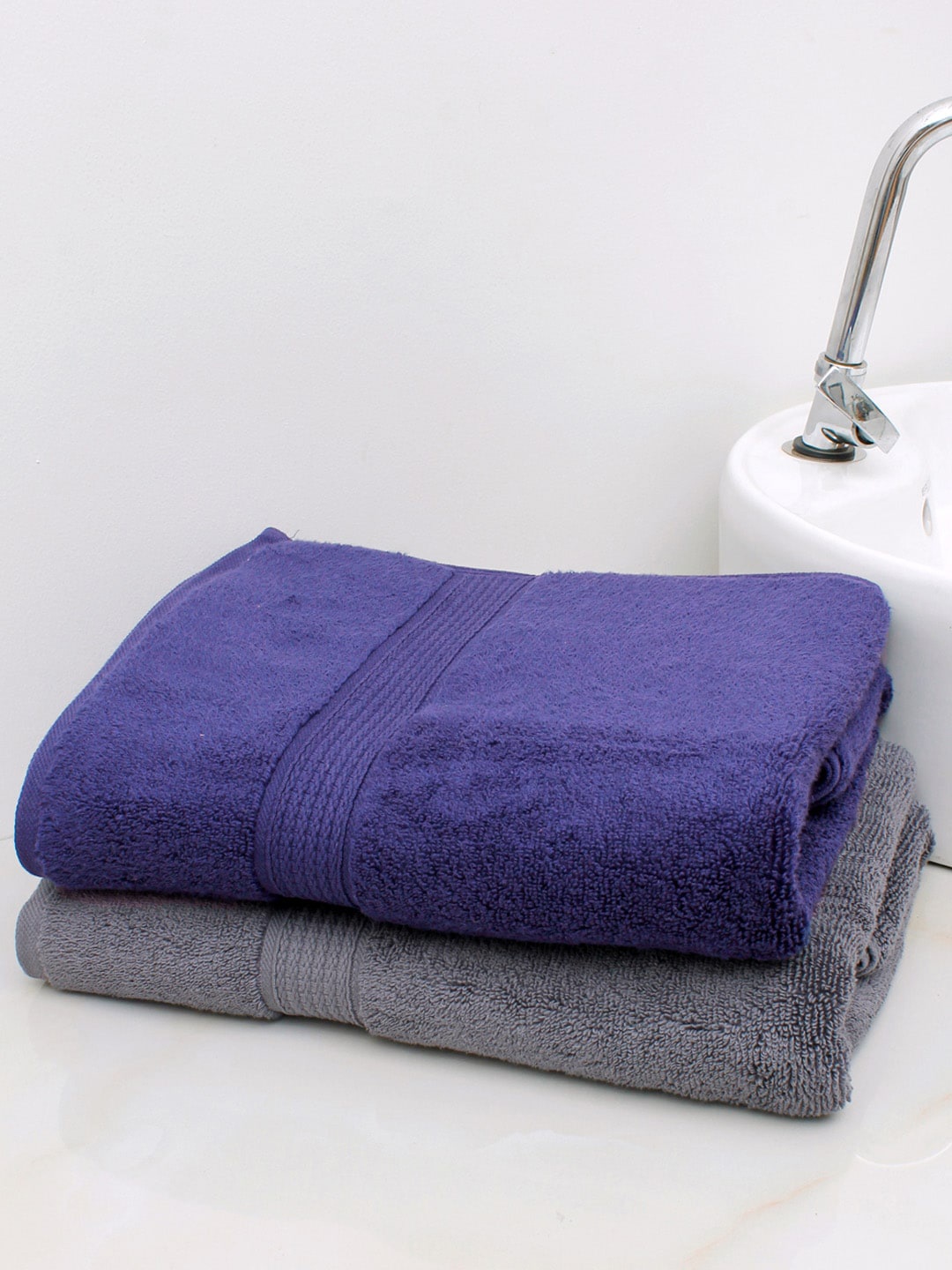 

AVI Living Set of 2 Solid 550 GSM Cotton Bath Towels, Grey