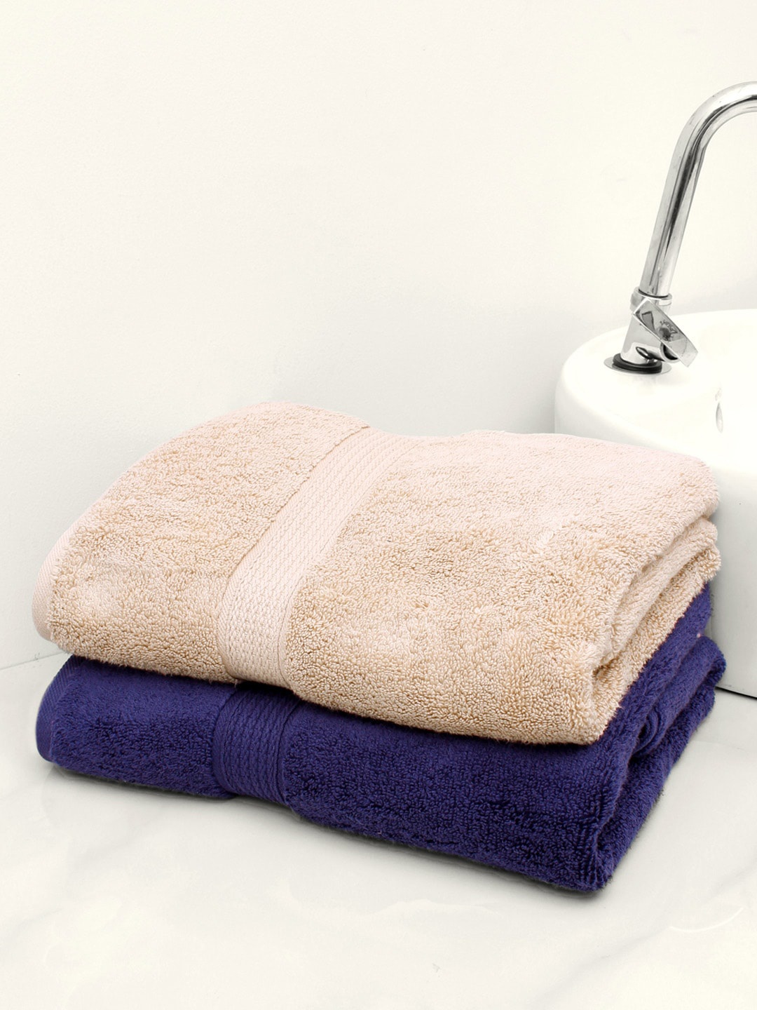 

AVI Living Set Of 2 550 GSM Pure Cotton Bath Towels, Beige