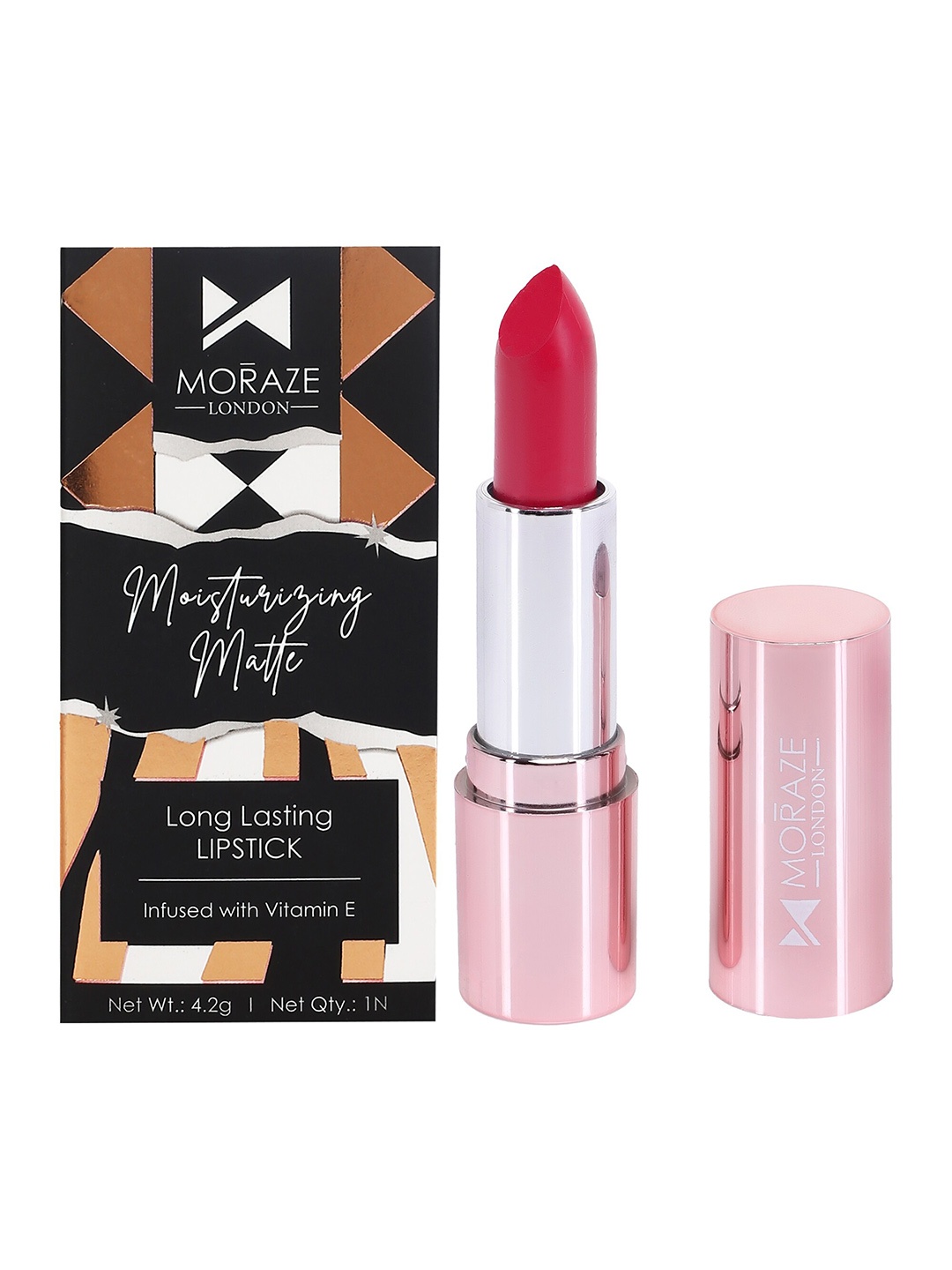 

Moraze Moisturizing Matte Vegan Long-Lasting Lipstick with Vitamin E 4.2g-Feeling Stronger, Red
