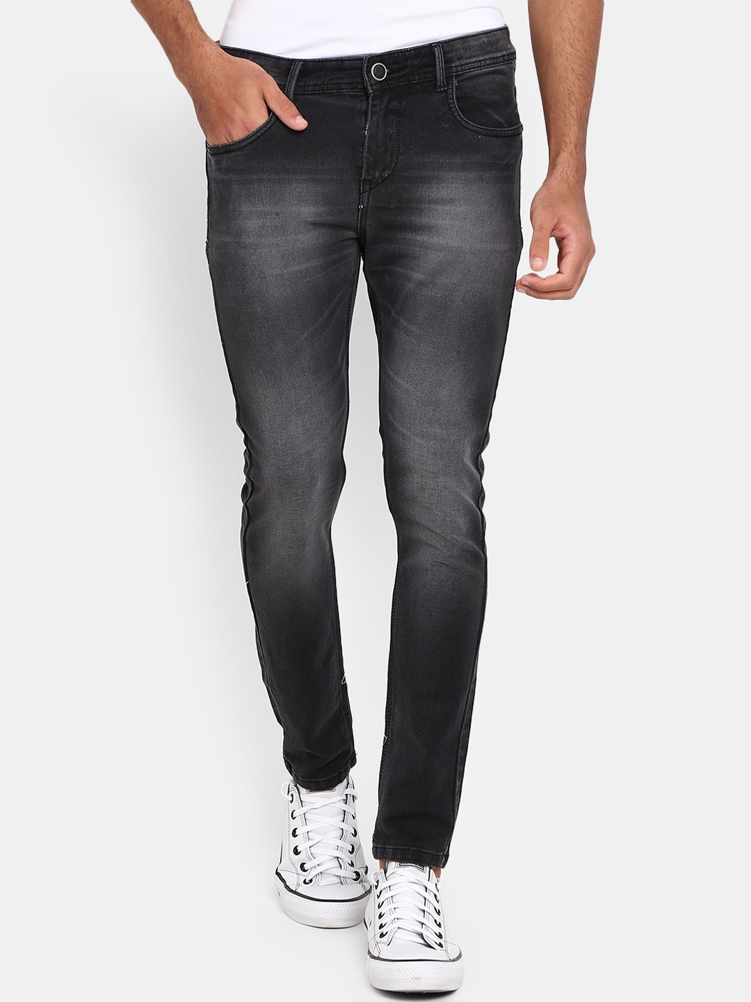 

V-Mart Men Grey Classic Slim Fit Heavy Fade Jeans