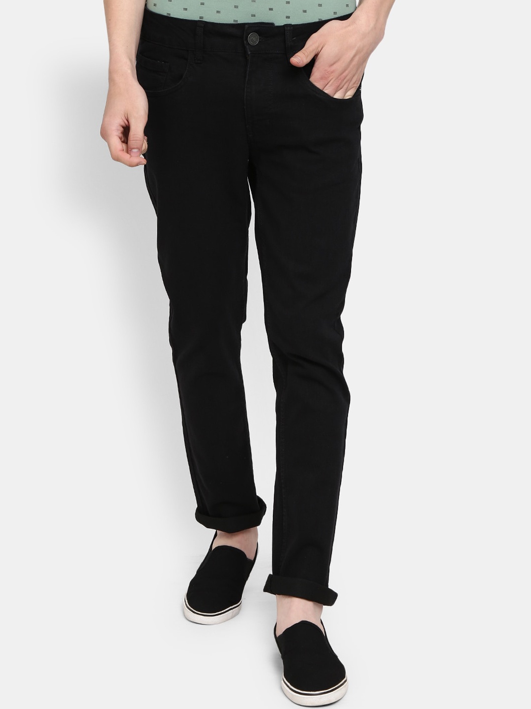 

V-Mart Men's Black Solid Cotton Denim Jeans