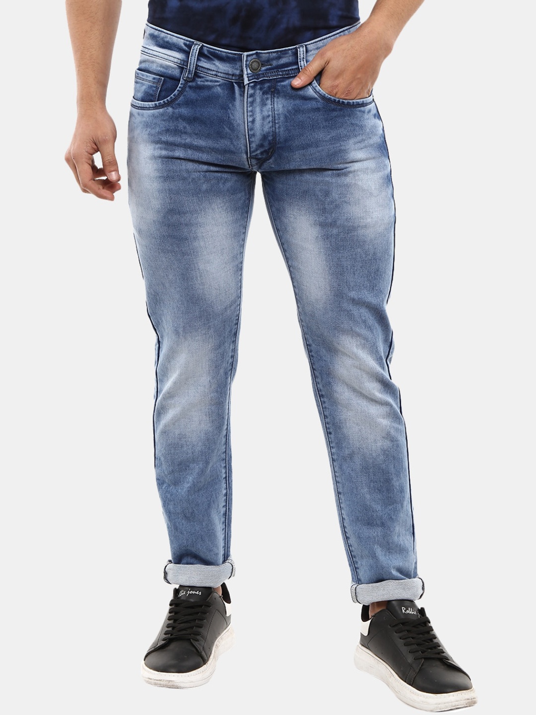 

V-Mart Men Blue Classic Slim Fit Slash Knee Heavy Fade Jeans