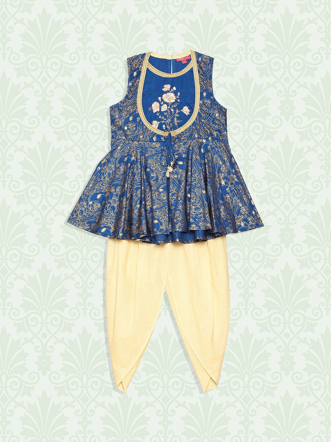 

Biba Girls Blue Floral Yoke Design Anarkali Kurta