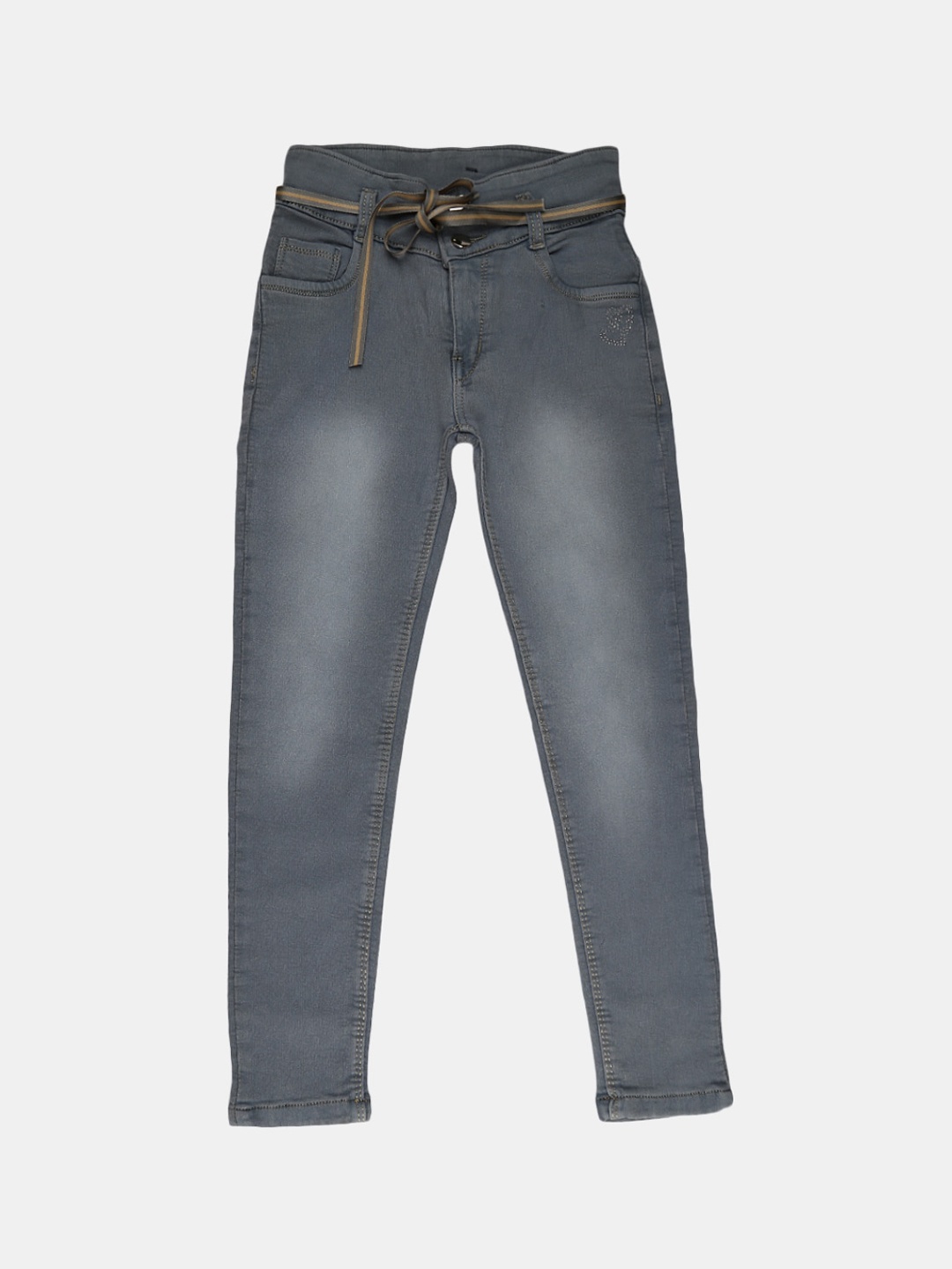 

V-Mart Girls Grey Classic Mildly Distressed Light Fade Jeans
