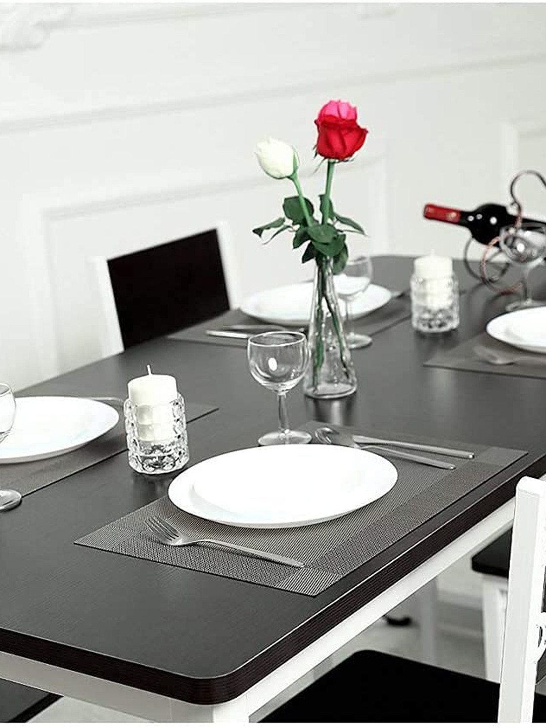 

royalkart 7 Pcs Silver-Coloured Dining Table Mats With Runner