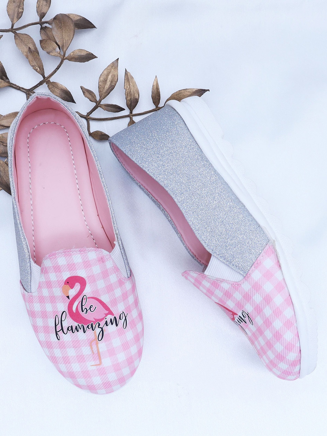 

DChica Girls Pink Checkered Slip-On Sneakers