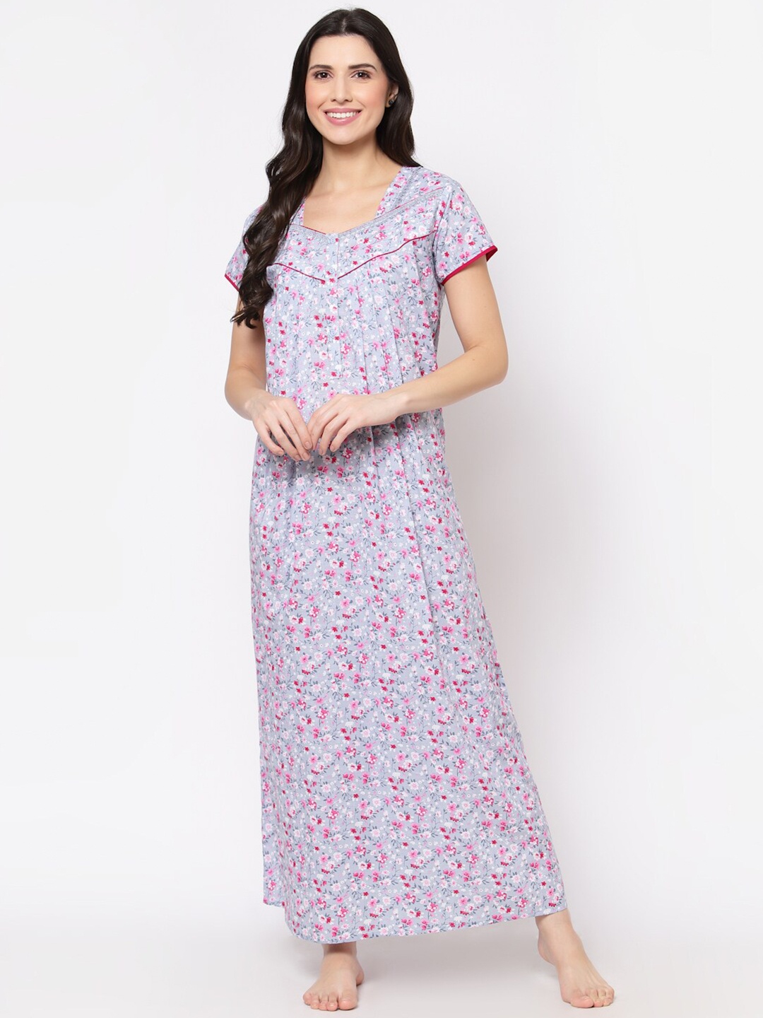 

Sweet Dreams Grey Printed Maxi Nightdress