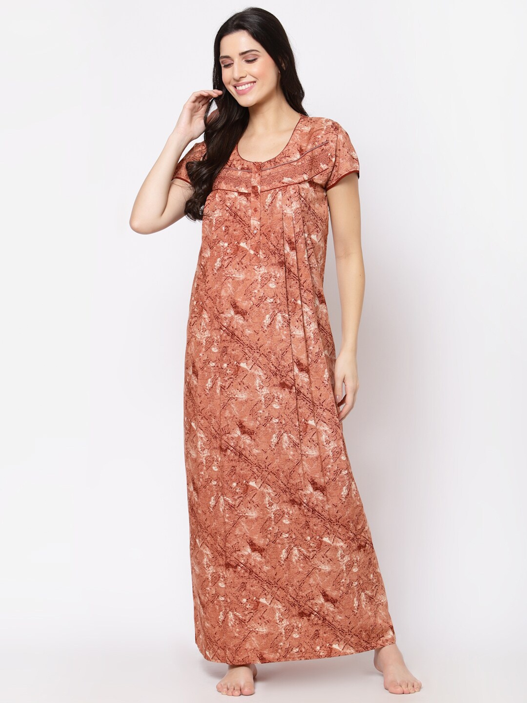 

Sweet Dreams Brown Printed Maxi Nightdress