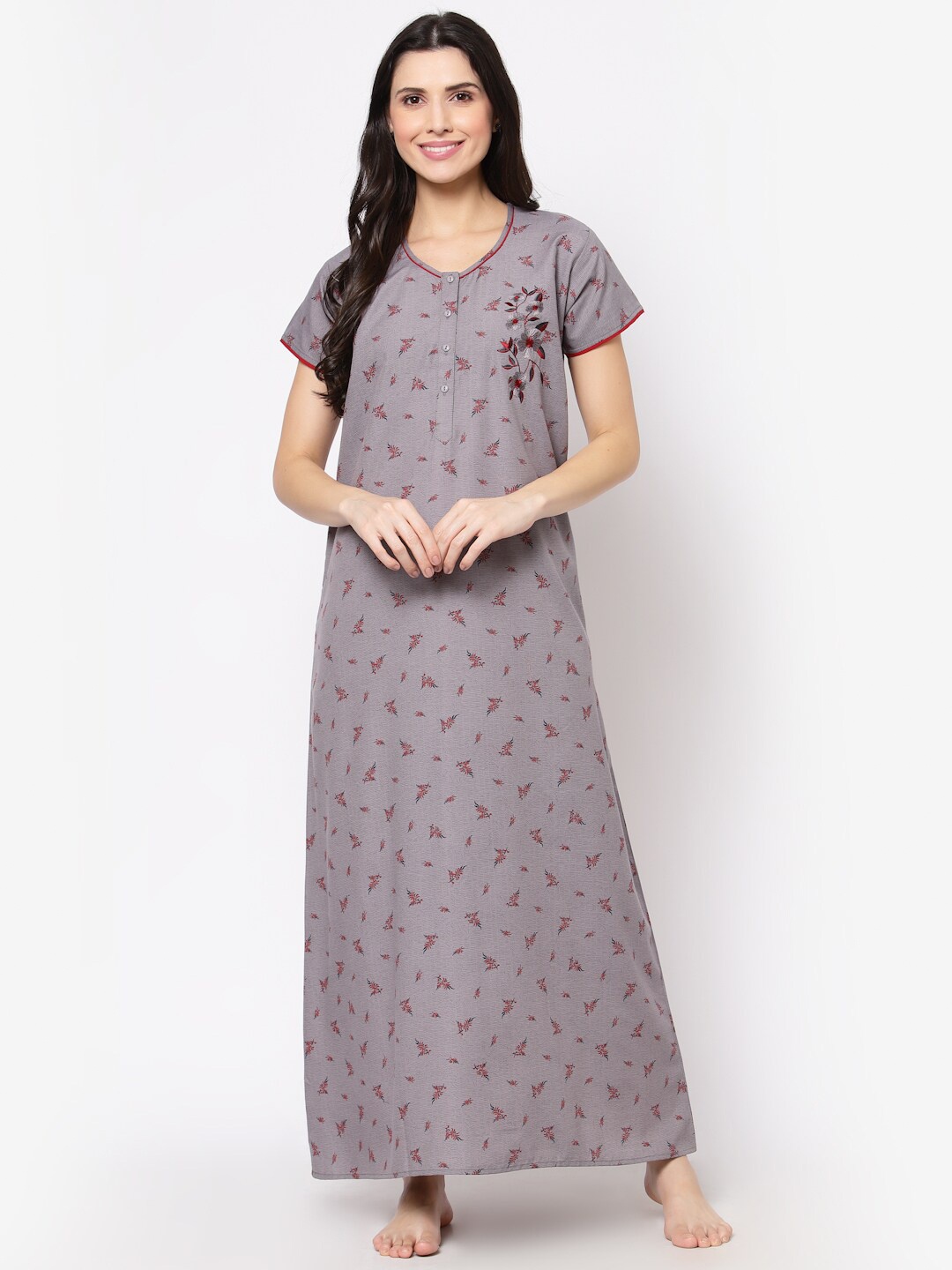 

Sweet Dreams Grey Printed Maxi Nightdress