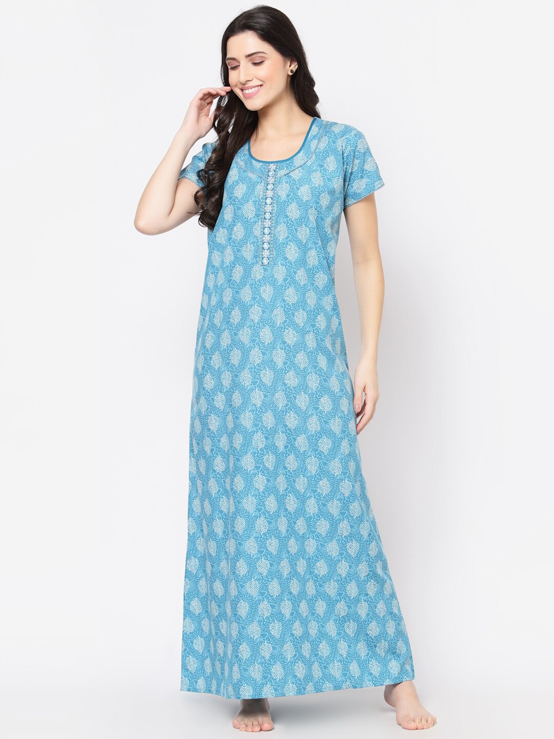

Sweet Dreams Blue Printed Maxi Nightdress