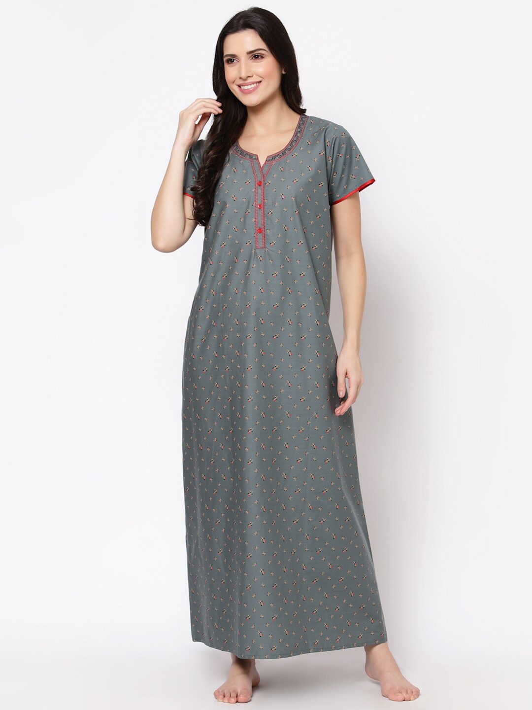 

Sweet Dreams Grey Printed Maxi Nightdress