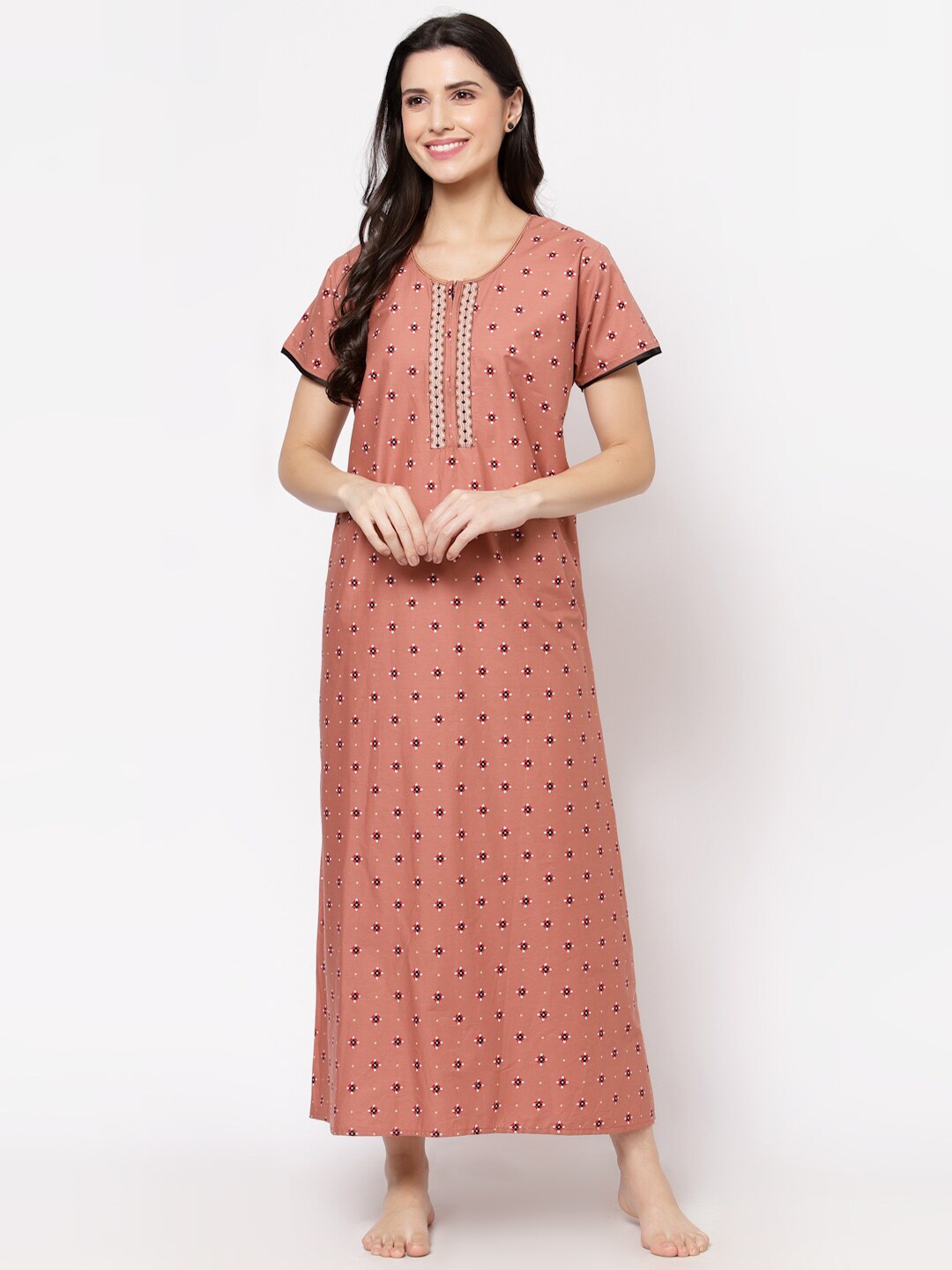 

Sweet Dreams Pink Printed Maxi Long Nightdress