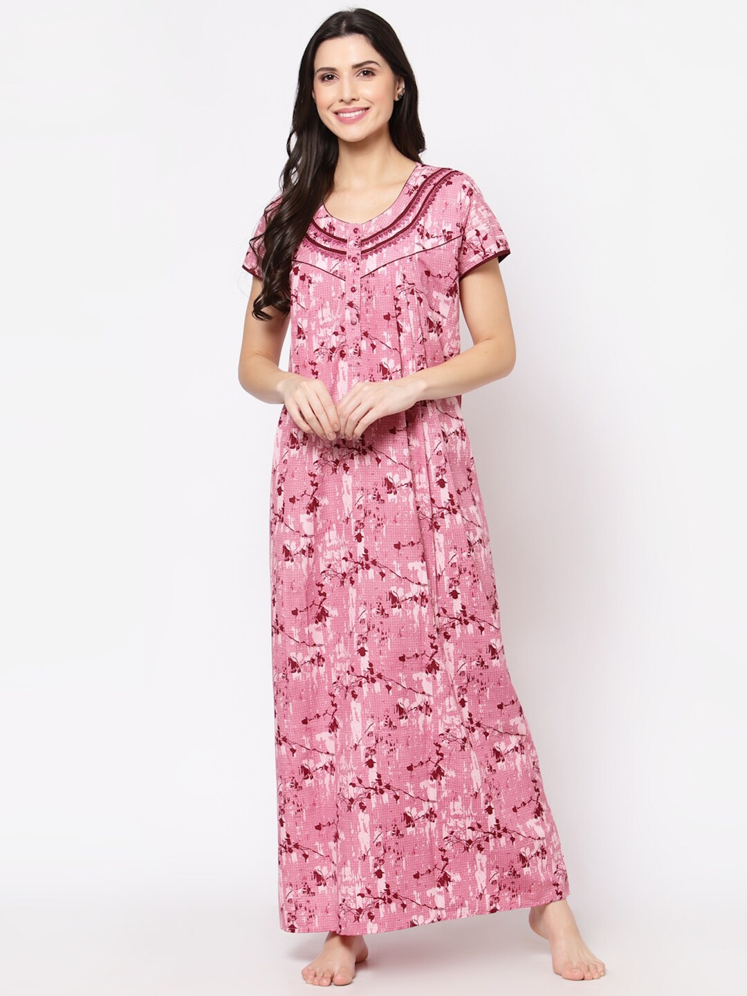 

Sweet Dreams Pink Printed Maxi Nightdress
