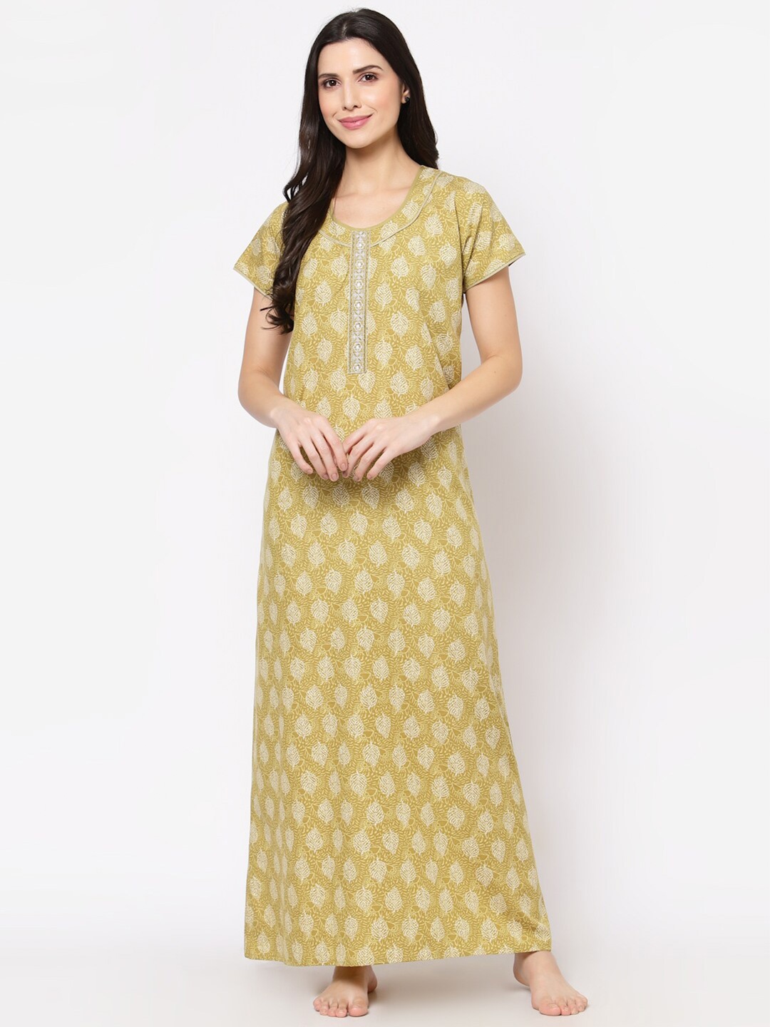 

Sweet Dreams Yellow Printed Maxi Nightdress