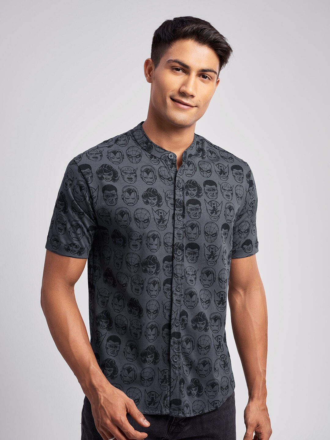 

The Souled Store Men Steel Slim Fit Superheroes Printed Casual Shirt