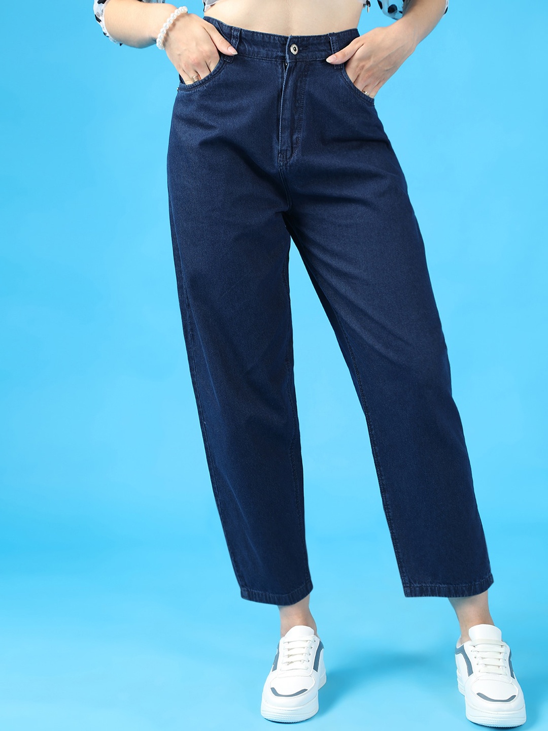 

Purple Feather Women Navy Blue High-Rise Jeans