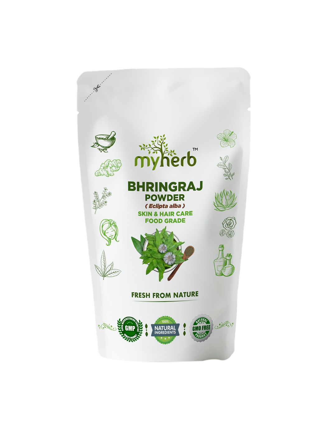 

MYHERB 100 % Natural Bhringraj Powder-227 Gm, Green
