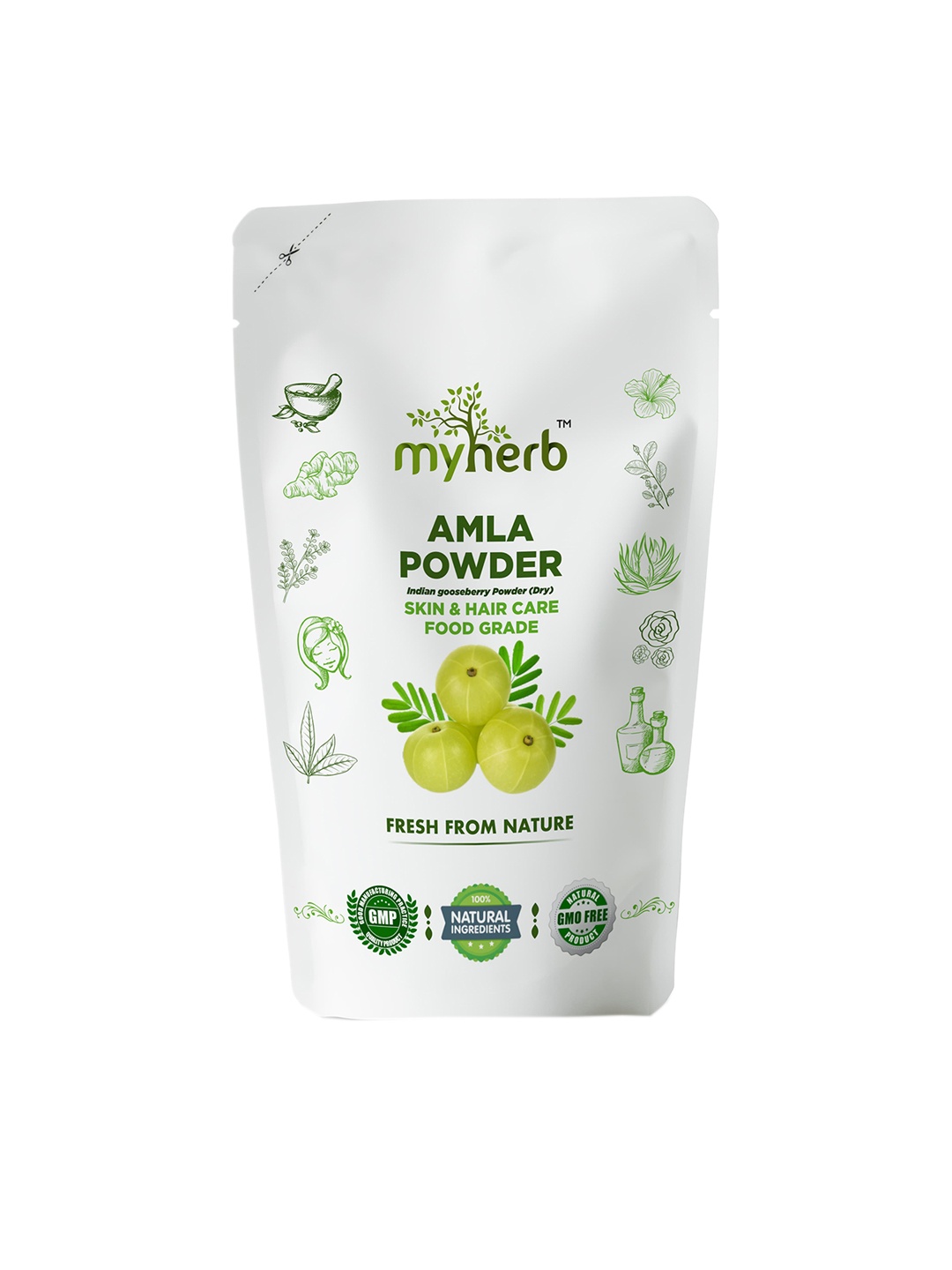 

MYHERB 100% Natural Organic Amla Powder for Skin & Hair Care - 227g, Green