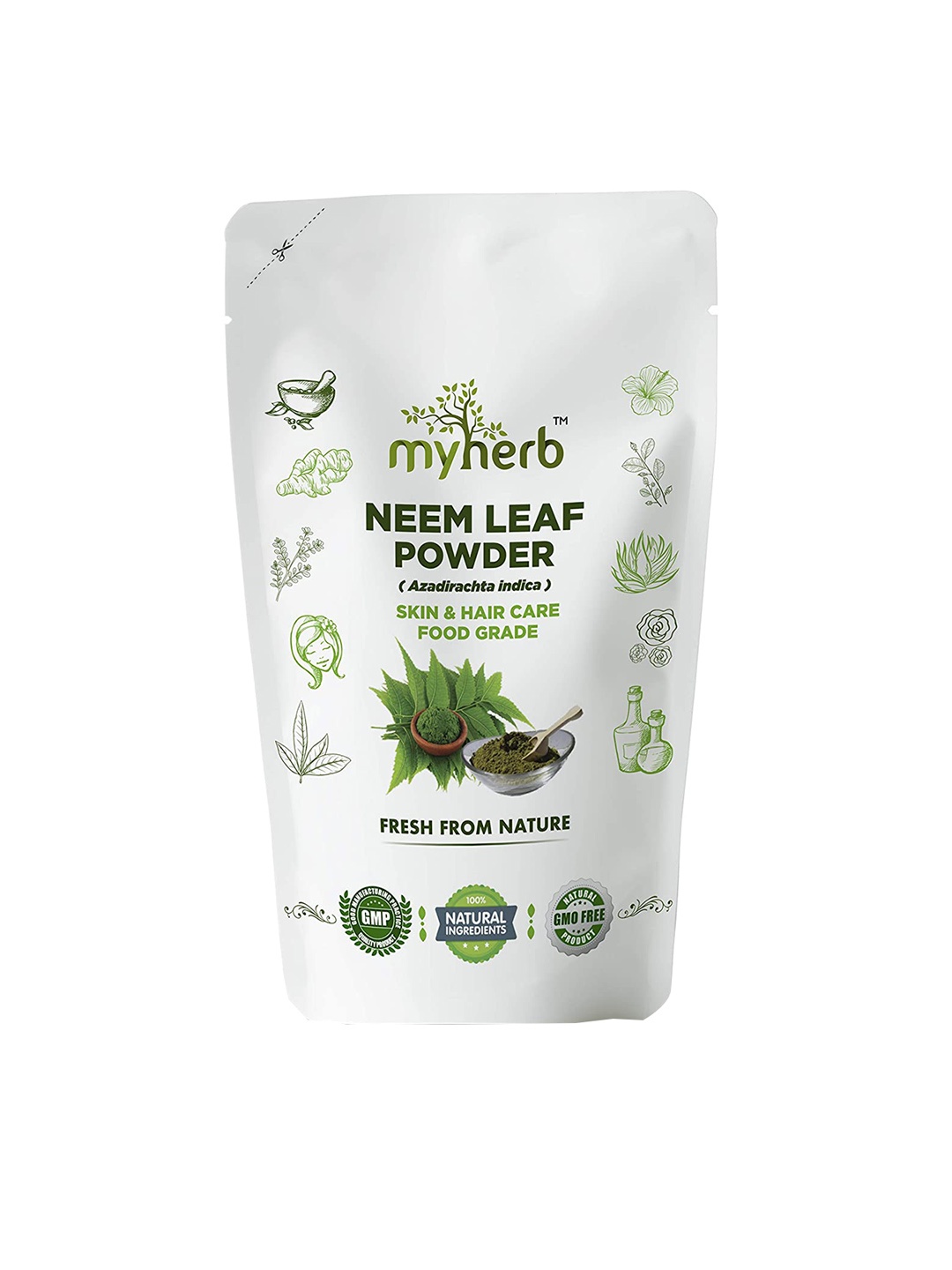 

MYHERB 100% Natural Organic Neem Leaf Powder for Skin & Hair Care - 227g, Green